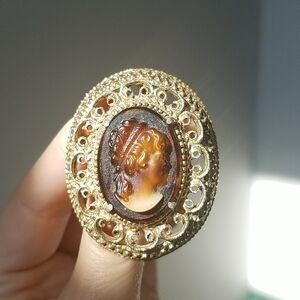 Vintage Florenza Cameo Portrait Pin and Pendant